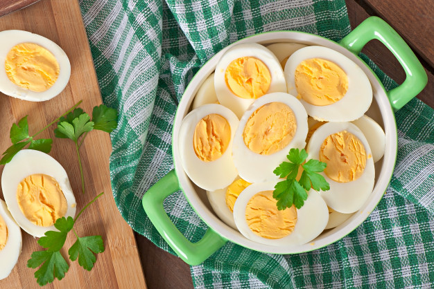 boiled eggs with parsley leaves